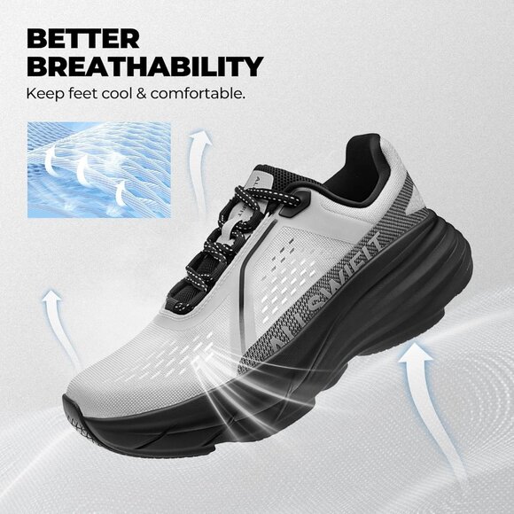 ⚡Women's Grey Black Cushion Lightweight Walking Running Shoes Tennis Sneakers - Picture 3 of 5